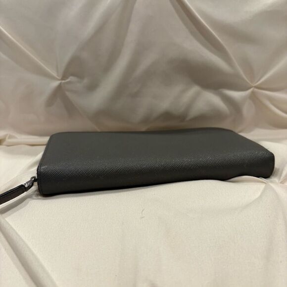 Prada Gray Saffiano Leather Long Zip Around Luxury Wallet and Dust Bag - Picture 8 of 15